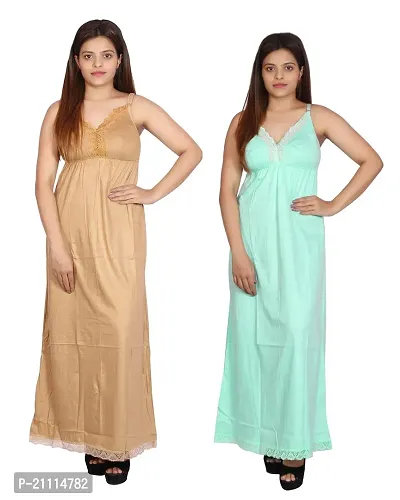 Buy WOMIE Nighties Women's Hosiery Embellished Maxi Nighty Slip Hosiery  Cotton Full Length Camisole, Long Inner wear Petticoat-Suit Slip Long Gown  Maxi Combo.(BN-P2) (Small, Parrotgreen,Beige) Online In India At Discounted  Prices