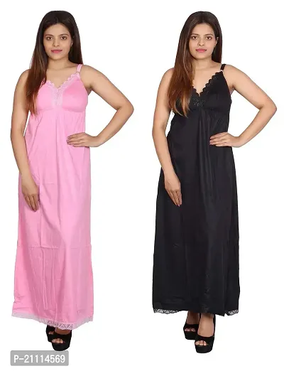 Buy WOMIE Nighties Women's Hosiery Embellished Maxi Nighty Slip