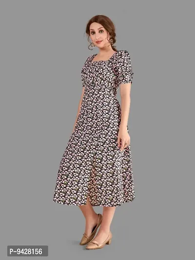 Black Crepe A Line Dresses For Women-thumb2