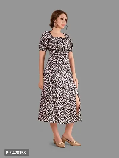 Black Crepe A Line Dresses For Women-thumb3