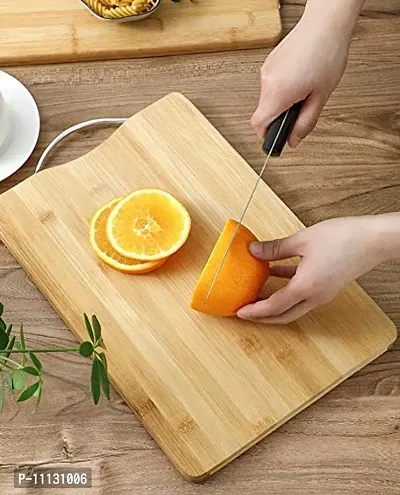 Giffy? Eco-Friendly Premium Natural Bamboo | Wooden Cutting Board | Vegetable Cutting Board for Kitchen with Steel Handle Large Size- (36 x 26 x 1.8 cm)