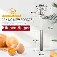 Giffy? Durable Semi-Automatic Hand Pressure Rotating Stainless Steel Whisk Manual Egg Beater, Frother, Stirrer, Blending, Whisking, Beating, Stirring Lassi/Butter Milk Maker/Mixer, 12 Inch-thumb1