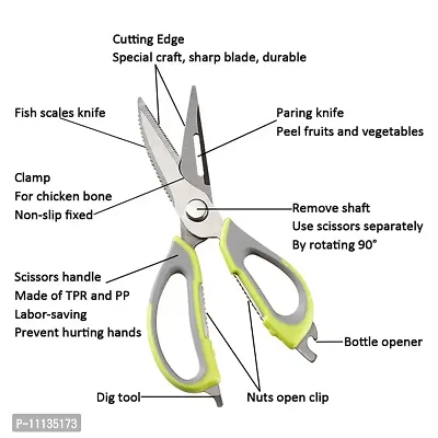 Giffy? Multi-function 7 in 1 Stainless Steel Kitchen Scissor with Protective Magnetic Cover/Holder - Random Color-thumb4