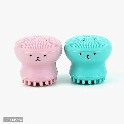 Giffy? Facial Cleansing Brush Silicone Handheld Face Brush and Massager Cute Small Octopus Shape Face Scrubber for Deep Cleaning, 2 Pcs