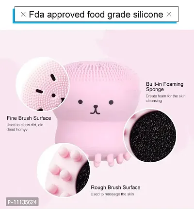 Giffy? Facial Cleansing Brush Silicone Handheld Face Brush and Massager Cute Small Octopus Shape Face Scrubber for Deep Cleaning, 2 Pcs-thumb3