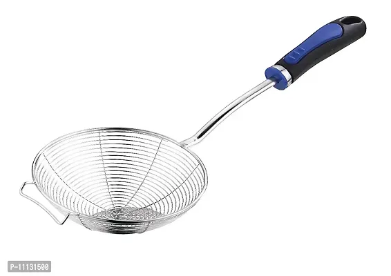 Giffy? Strainer Stainless Steel Spiral Skimmer Ladle Food Frying Spoon with Long Handle for Home Kitchen - 16 Inch