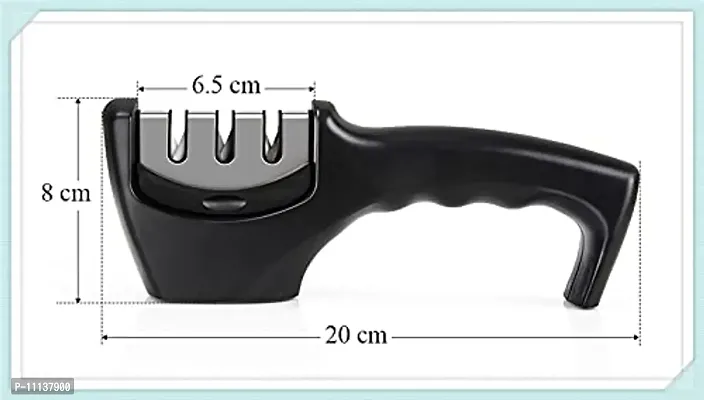 Giffy? Three Slots Handle Knife Sharpener Tool with Removable Head Grinder for Fine Grinding, Coarse Grinding, Black-thumb2