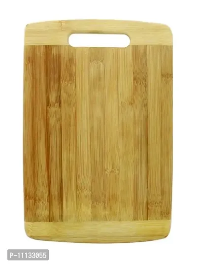 Giffy? Reversible Eco-Friendly Anti-Skid Natural Bamboo/Wooden Chopping/Cutting/Slicing Board with Handle for Fruits Vegetables and Meat, Large Size-thumb0