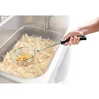 Giffy? Stainless Steel Deep Frying Strainer | JHARA for Puri Bhajiya Pakoda Vegetables | Heat Resistant Long Handle - 15 Inch-thumb3