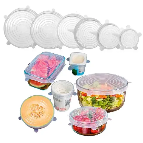 Giffy? 6 Pcs Set Premium Quality Reusable Microwave/Dishwasher Silicone Lid Set, Flexible Bowl/Cups/Mugs/Glasses/Plates Covers Silicon Stretchable lids, Silicone lids and Cover
