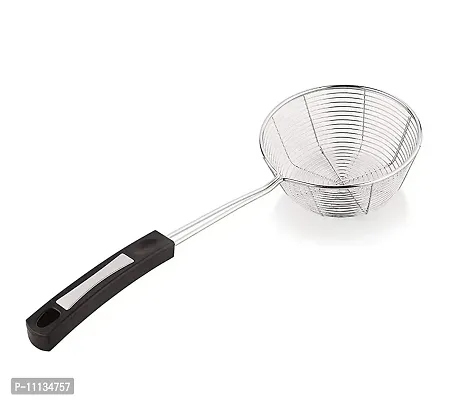 Giffy? Deep Frying Strainer Stainless Steel Skimmer Ladle, French Fries, Pakoda, Bhajiya, Puri, Fish, Vegetables Frying with Long Handle for Home Kitchen, 15 Inch