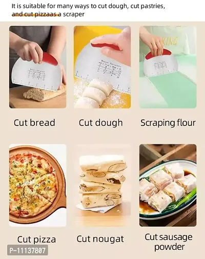 Giffy? Stainless Steel Blade Knife Pastry Cutter Dough Pizza Bread Cake Baking Kitchen Tool Scale Ruler Pasta Scraper, 1 Piece-thumb4