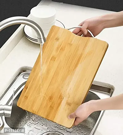 Giffy? Non-Slip Bamboo Wooden Reversible Fruit Vegetable Salad Cutting Chopping Slicing Serving Board, Large Size - Beige