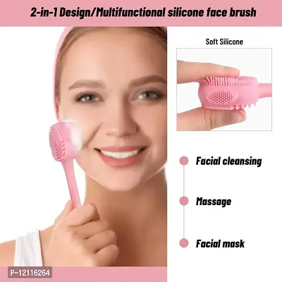 Giffy&reg; Multifunctional 4 In 1 Face Scrubber Silicone Brush, Face Cleaning  Mask Applicator, Removing Blackhead, Cleansing Brush, Multicolor-thumb2