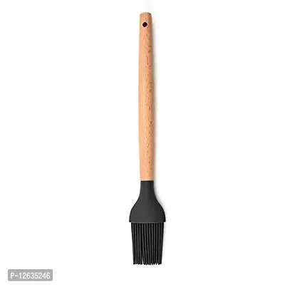 Giffy? Silicone Brush with Wood Handle 28 cm for Kitchen Cooking Oiling, Face, Clove Pastry Cake Mixer, Decorating, Backing, Glazing, Brush for Grilling, Random Color