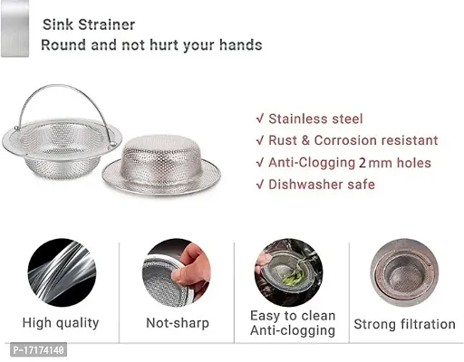 Giffy Double Edging, Heavy Duty Stainless Steel Sink Strainer with Handle, Drain Baket Food Waste Hair Catcher Filter Stopper Trap Kitchen Basin Jali, Rustproof, 2mm Perforated Holes, 11 cm, 1 Pcs-thumb2