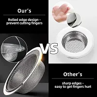 Giffy Double Edging, Heavy Duty Stainless Steel Sink Strainer with Handle, Drain Baket Food Waste Hair Catcher Filter Stopper Trap Kitchen Basin Jali, Rustproof, 2mm Perforated Holes, 11 cm, 1 Pcs-thumb2