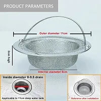 Giffy Double Edging, Heavy Duty Stainless Steel Sink Strainer with Handle, Drain Baket Food Waste Hair Catcher Filter Stopper Trap Kitchen Basin Jali, Rustproof, 2mm Perforated Holes, 11 cm, 1 Pcs-thumb3