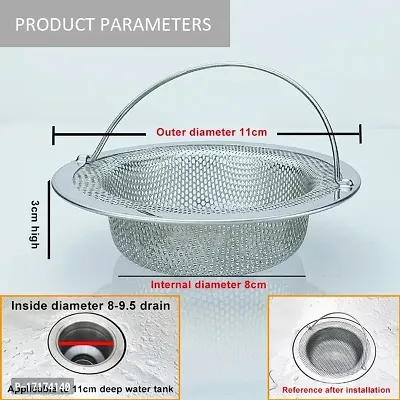 Giffy Double Edging, Heavy Duty Stainless Steel Sink Strainer with Handle, Drain Baket Food Waste Hair Catcher Filter Stopper Trap Kitchen Basin Jali, Rustproof, 2mm Perforated Holes, 11 cm, 1 Pcs-thumb4