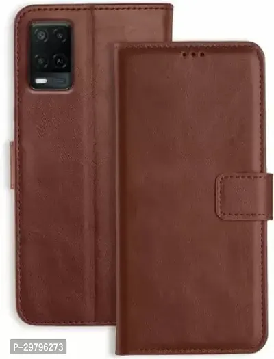 Flip Cover for Oppo A54 Brown Cases with Holder Pack of 1