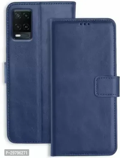 Flip Cover for Oppo A54 Blue Cases with Holder Pack of 1