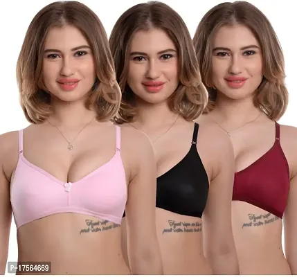 Stylish Cotton Blend Solid Bras For Women combo-thumb0