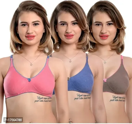 Stylish Cotton Solid Bras For Women combo-thumb0