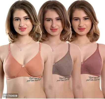 Stylish Cotton Blend Solid Bras For Women combo-thumb0