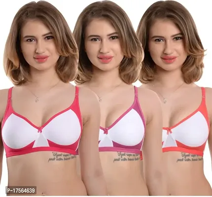 Stylish Cotton Blend Solid Bras For Women combo