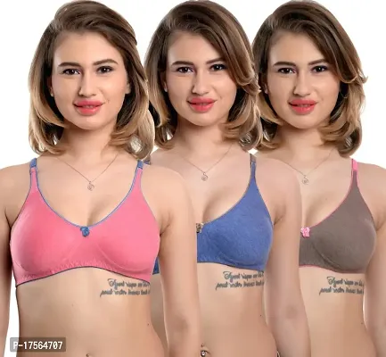 Stylish Cotton Solid Bras For Women combo-thumb0