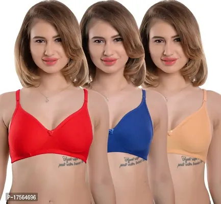 Stylish Cotton Blend Solid Bras For Women combo-thumb0