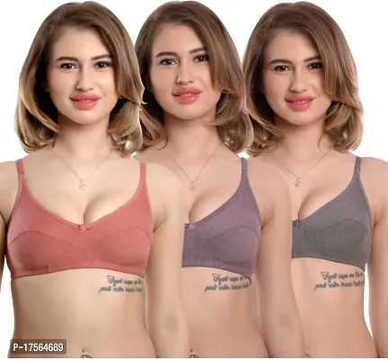 Stylish Cotton Solid Bras For Women combo-thumb0