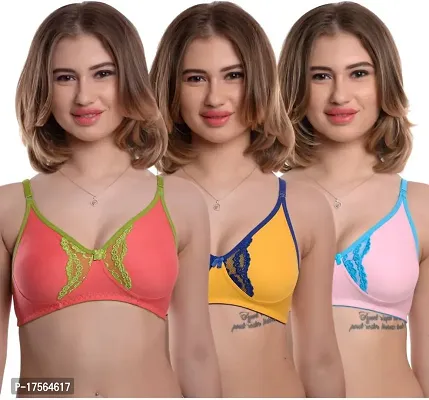 Stylish Cotton Blend Solid Bras For Women combo-thumb0