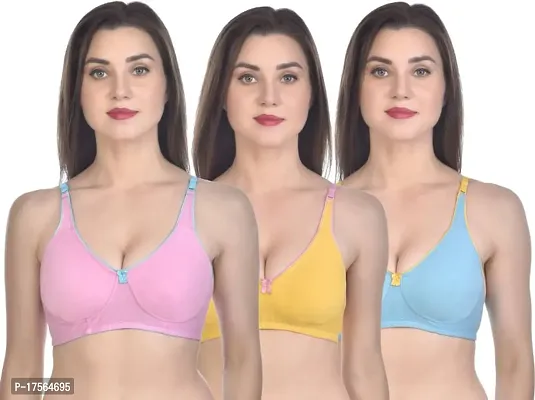 Stylish Cotton Solid Bras For Women combo-thumb0