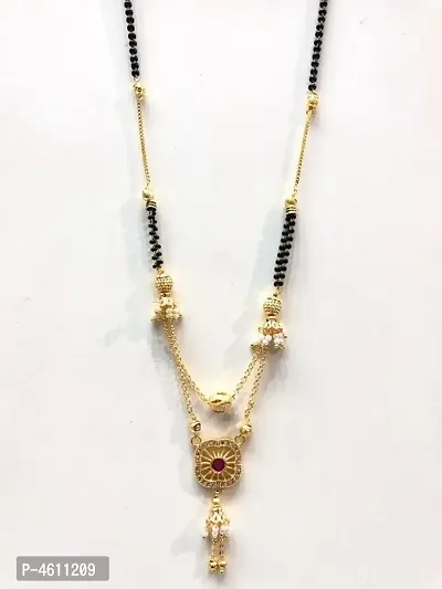 Gorgeous Brass Flower Design 2 Layer Mangalsutra for Women