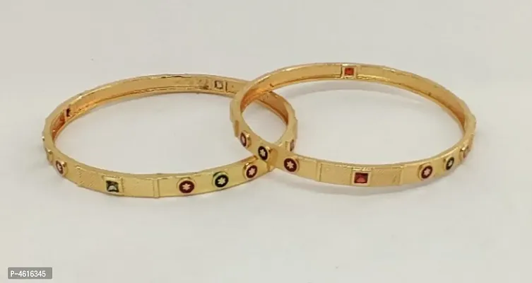 Multicolor Brass Beads Bangle Set of 2-thumb0
