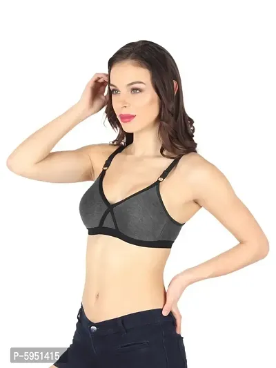 Elegant Black Cotton Blend Non Padded Non Wired Everyday Bras For Women