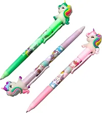 SARASI Beautiful Unicorn Pen for Kids, Ball Pen for boys and girls, Blue Ball Pen for Kids (Pack of 3, Multicolor)-thumb1