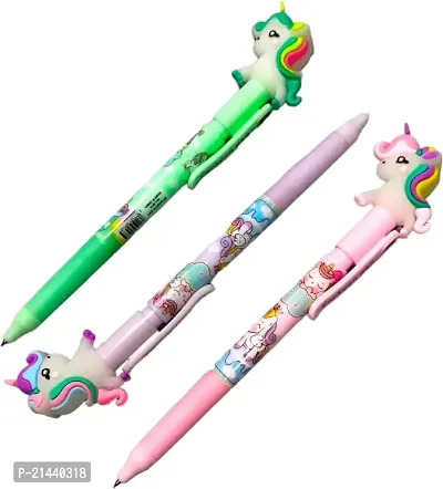 SARASI Beautiful Unicorn Pen for Kids, Ball Pen for boys and girls, Blue Ball Pen for Kids (Pack of 3, Multicolor)-thumb2