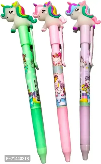 SARASI Beautiful Unicorn Pen for Kids, Ball Pen for boys and girls, Blue Ball Pen for Kids (Pack of 3, Multicolor)-thumb5