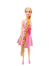 SARASI Mona  Dona Doll for Your Little Princess | Foldable Arms  Legs Beautiful Doll Set for Girls | New Fancy Doll with Long Hair [30cm, Pack 2] (Multicolor)-thumb4