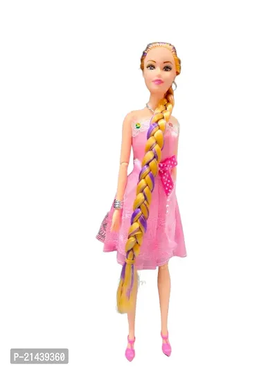 SARASI Mona  Dona Doll for Your Little Princess | Foldable Arms  Legs Beautiful Doll Set for Girls | New Fancy Doll with Long Hair [30cm, Pack 2] (Multicolor)-thumb5