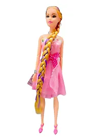 SARASI Mona  Dona Doll for Your Little Princess | Foldable Arms  Legs Beautiful Doll Set for Girls | New Fancy Doll with Long Hair [30cm, Pack 2] (Multicolor)-thumb2