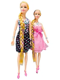 SARASI 2 Beautiful Doll Set for Kids, Fancy Doll with Long Hair Foldable Arms  Legs (30cm-Pack of 2)-thumb1