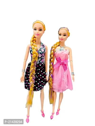 SARASI 2 Beautiful Doll Set for Your Little Princess, Foldable Arms, Legs [2 Doll Set] (Multicolor)-thumb0