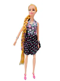 SARASI Mona  Dona Doll for Your Little Princess | Foldable Arms  Legs Beautiful Doll Set for Girls | New Fancy Doll with Long Hair [30cm, Pack 2] (Multicolor)-thumb3