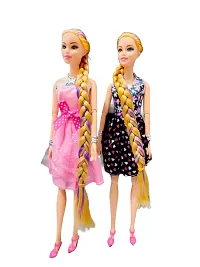 SARASI 2 Beautiful Doll Set for Kids, Fancy Doll with Long Hair Foldable Arms  Legs (30cm-Pack of 2)-thumb2