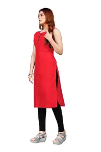 MKF HOUSE Womens Solid slub Cotton Kurti (Size S to XXL). (S, Dark Pink)-thumb1