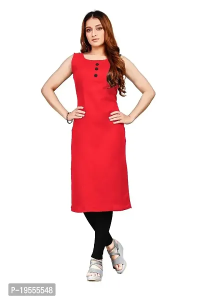 MKF HOUSE Womens Solid slub Cotton Kurti (Size S to XXL). (S, Dark Pink)-thumb0