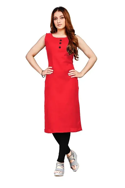 MKF HOUSE Womens Solid slub Kurti (Size S to XXL). (S, Dark Pink)